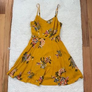 Mustard yellow floral Old Navy mini dress